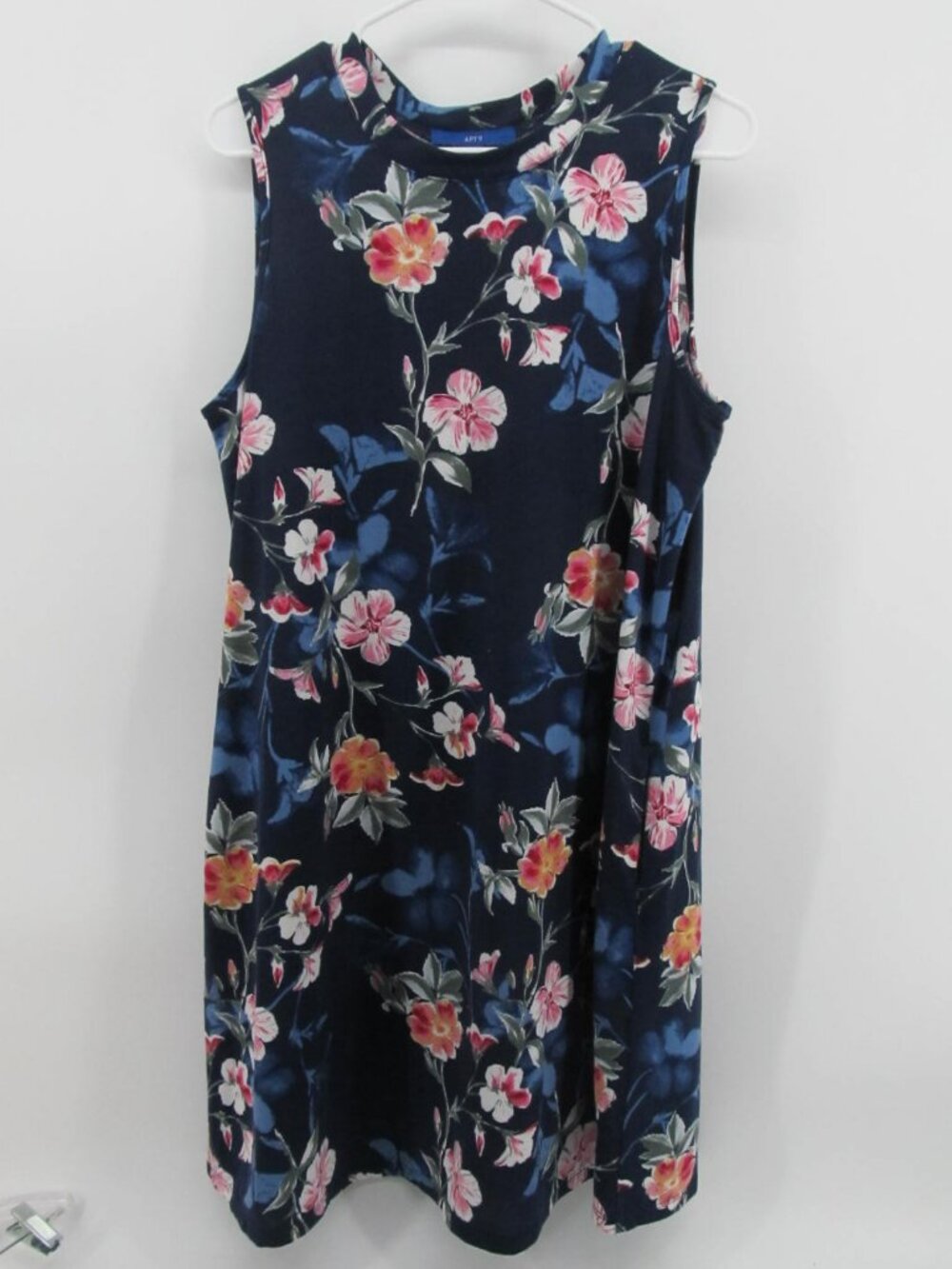 Apt. 9 Women's Blue Floral Sleeveless Pockets Dress L retails $40